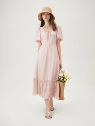 FSLE Temperament Dress Women's Summer 2024 New Countryside Style Fake Long Pink Green Casual Loose Women Dress 24FS12506
