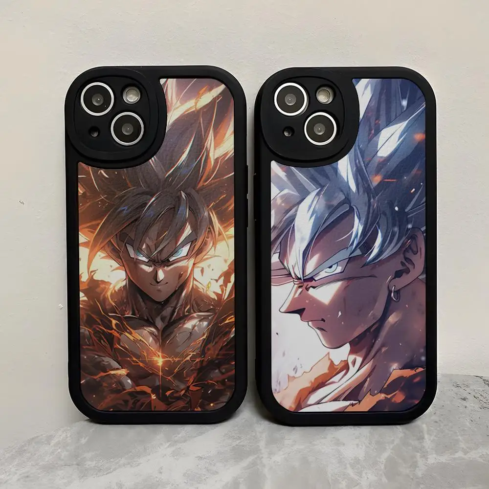 Anime D-Dragon Ball Son Goku Phone Case for iPhone 15 Pro Max 14 Pro 11 13 12 Mini X Xr Xs 7 8 Puls Se Lambskin Silicone Soft Co