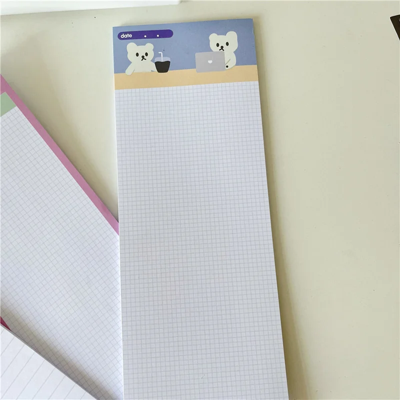 ​Ins Cartoon Cute Bear Half B5 Grid Memo Pad Student Stationery Kawaii Diary Office Notepad Loose-leaf School Supplies 30 Sheets