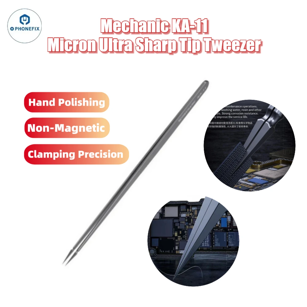

MECHANIC KA-11 Micrometer Tip Tweezers Non-magnetic for Mobile Phone Motherboard Precision Electronic Component Hand Repair Tool
