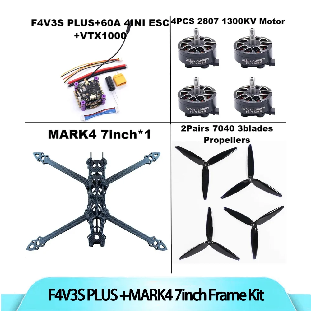 

B-CUBE Mark4 V2 7-Inch F4V3S/F4V3S Plus Flight Control 45/60A 4Ini Esc Rack Drone FPV Carbon Fiber PV Racing Drone Quadcopter