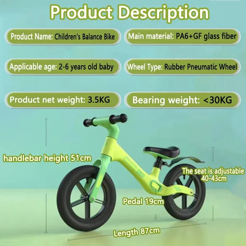 Kids 12 Inch 2-6 Age Balance Bike Kids Bicycle Kid for Toddlers Best Birthday Toys Girl Boy Gift