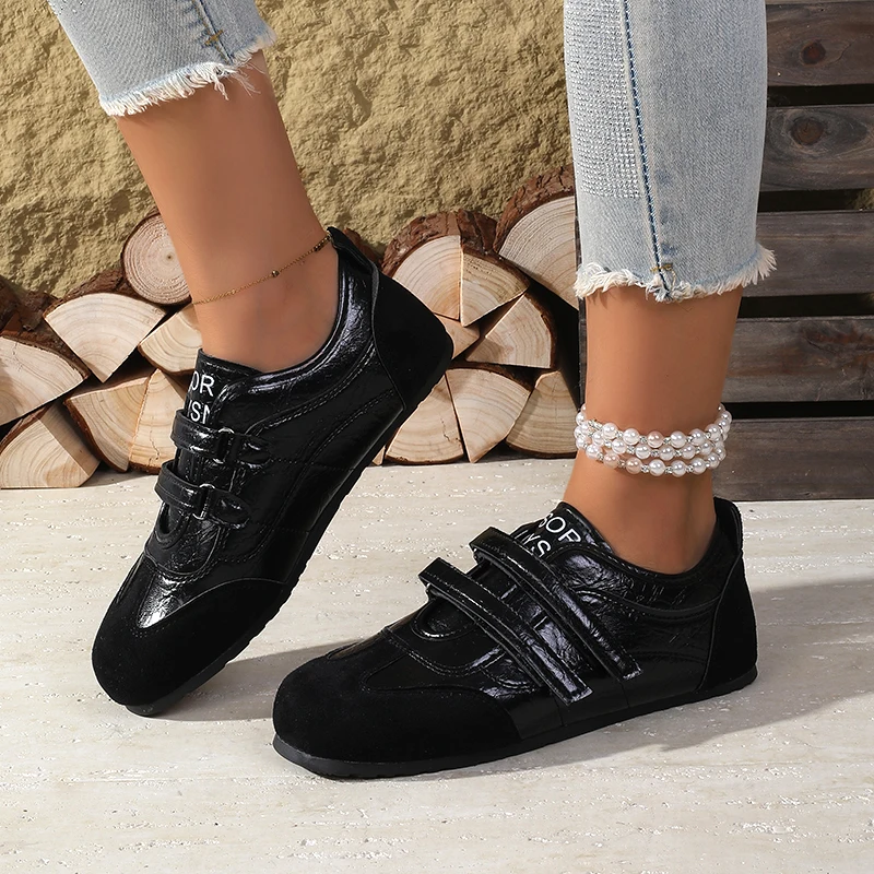 2025 Spring Autumn New Women's Flat Mary Jane Sneakers - Velcro Casual Korean Style Suede Leather Shoes Fashion Single Shoes