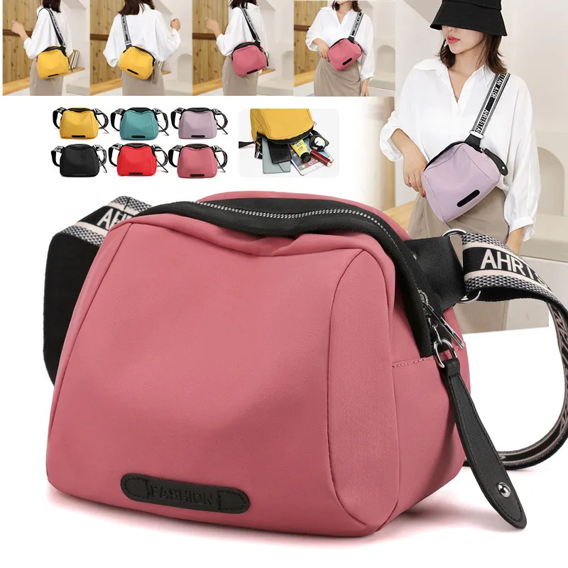 Trendy Korean Nylon Crossbody Bag with Zipper Pocket Casual Stylish Shoulder Bag Fashion Shell Bag Purse