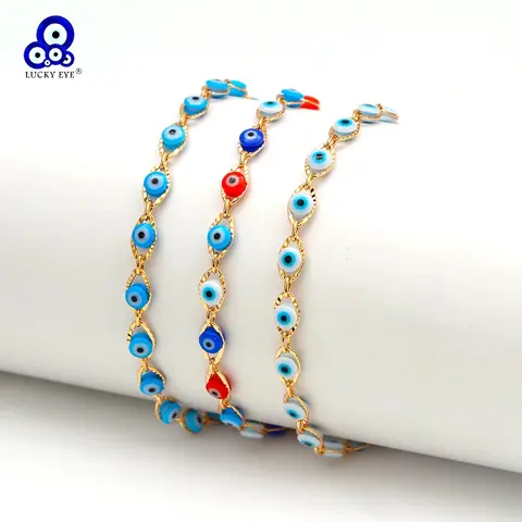 Lucky Eye Turkish Evil Eye Charm Anklet Adjustable Copper Gold Color Foot Chain Anklet for Women Girls Beach Fashion Jewelry