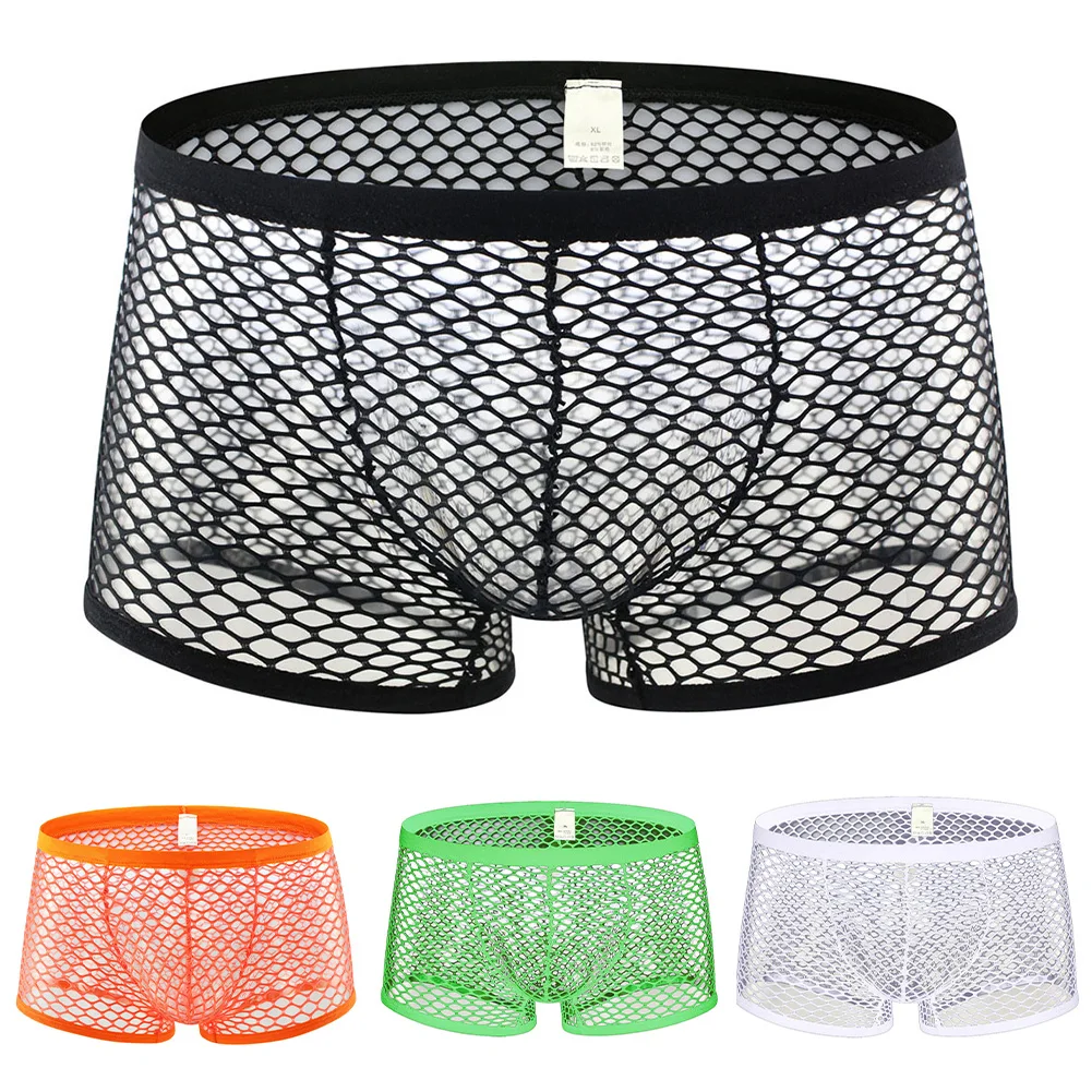 

Sexy Man's Underwear Briefs Underpants Mesh Sheer Underwear Boxer Shorts Hollow Out U Convex Pouch Trunks Panties