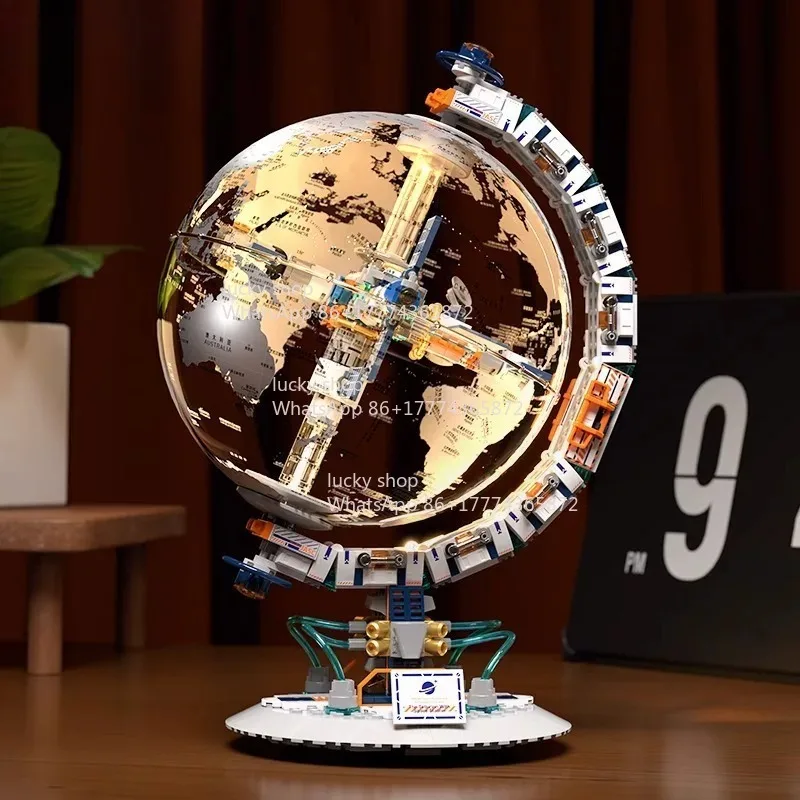 

Aerospace Theme Globe - Transparent Globe Shell + Aerospace Theme Structure, Restore The Outline of The Earth,with Space Station