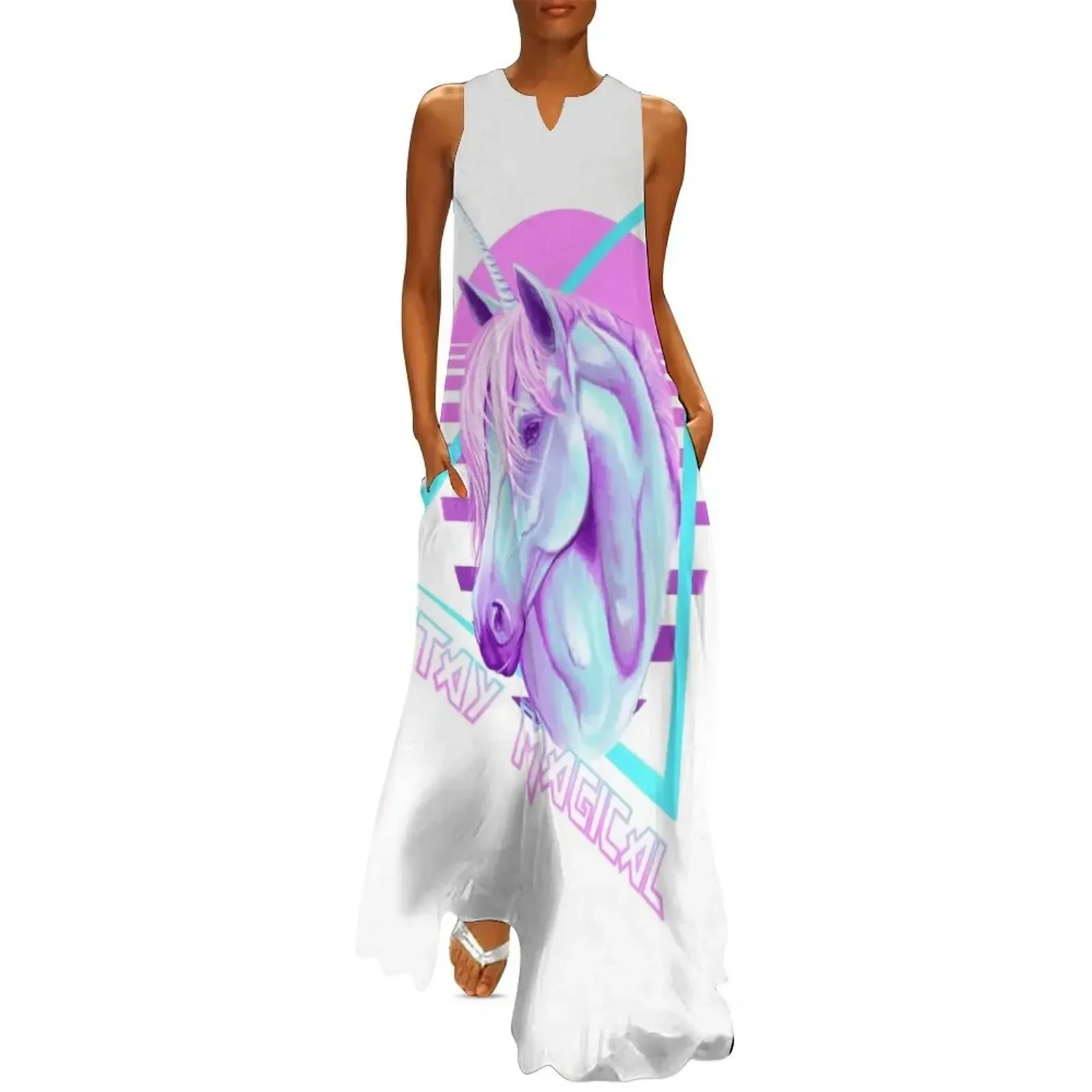 

Stay Magical 80's Unicorn Long Dress wedding guest dress 2025 womans clothing beach dress