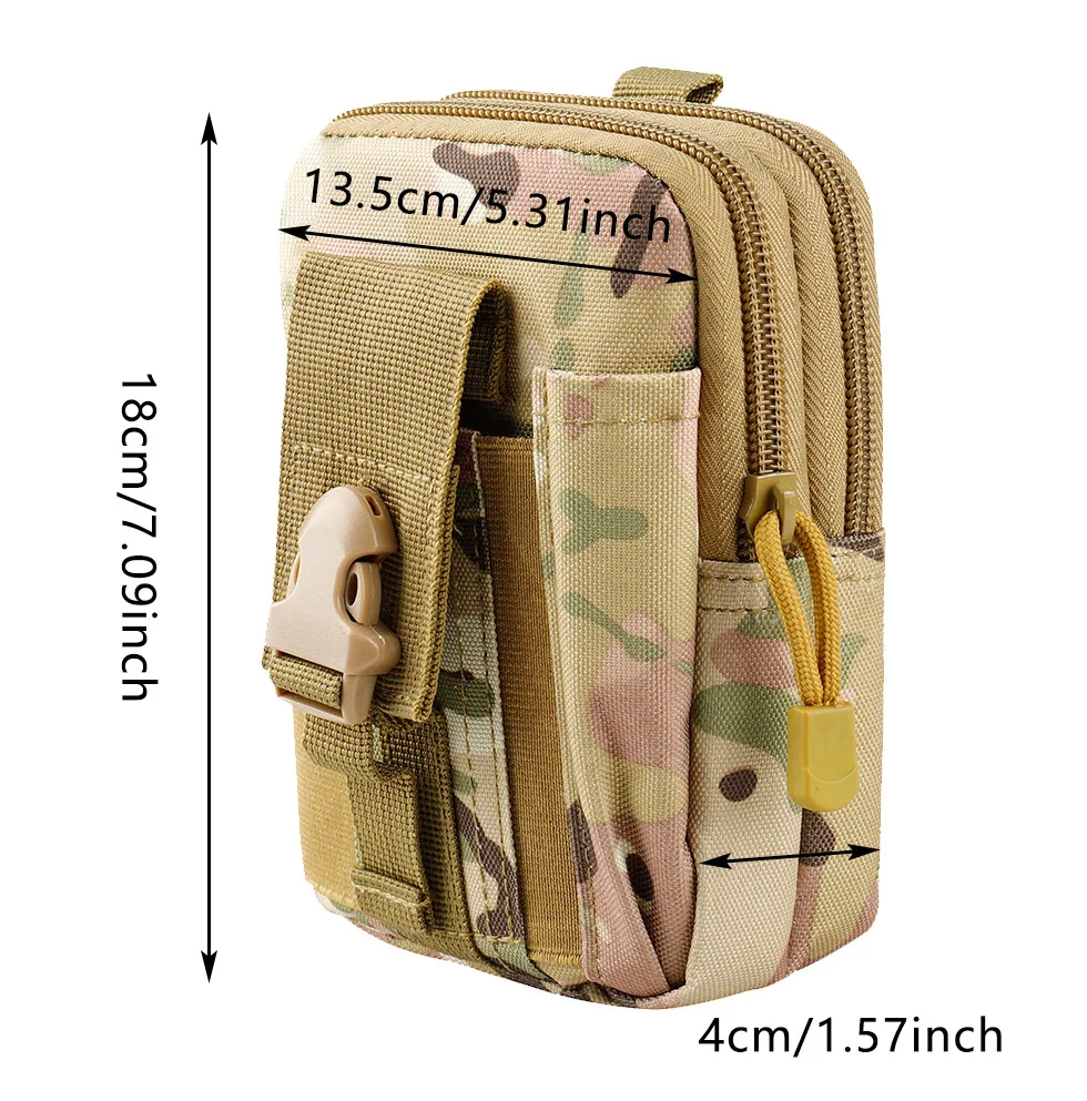 タクティカルファニーパック メンズ 多機能ハンギングバッグ 迷彩バッグ アウトドアライディング 小銭携帯電話 EDCバッグ