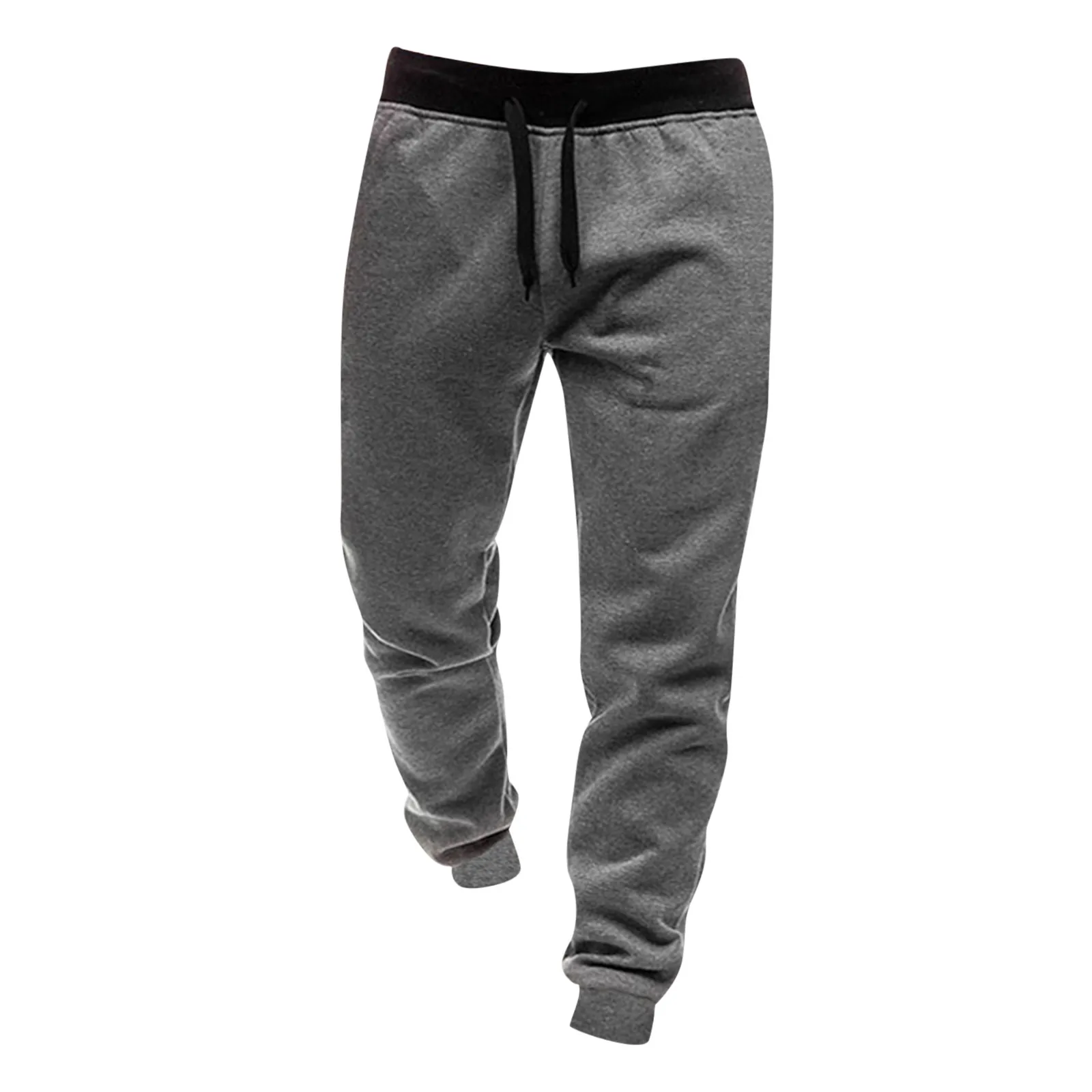 Mens Casual Sweatpants 2024 Hip Hop Pants Solid Color Elastic Waisted Workout Trousers With Pocket Warm Straight Leg Slim Bottom