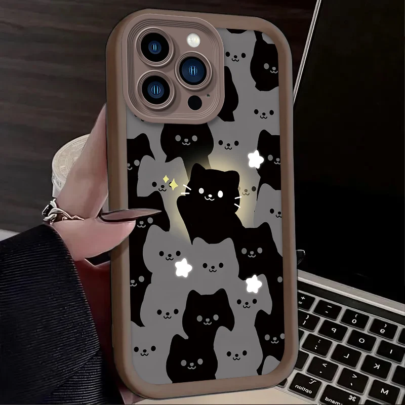 Custodia per telefono in silicone per coppia di gatti adorabili del fumetto per IPhone 17 Air 16 16E 15 14 13 12 11 Pro Max X XS XS XS Max XR SE 2020 SE4 7 8