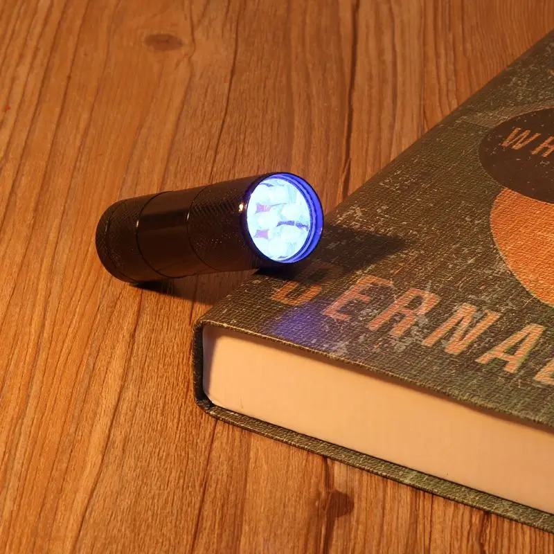 Minilinterna ultravioleta de luz negra, 9 LED UV, nueva