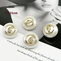 6PCS High-grade pearl surface metal combination buckle coat jumper knitwear jacket decorative buttons clothing accessories