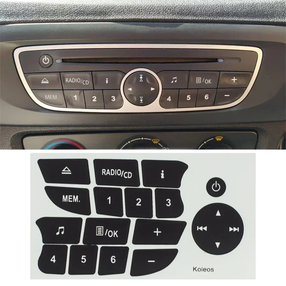 Pegatinas de reparación de botones de coche, calcomanías de reparación de botones de Audio de Radio CD, pegatinas para Twingo, Renault Clio y Megane, accesorios para coche