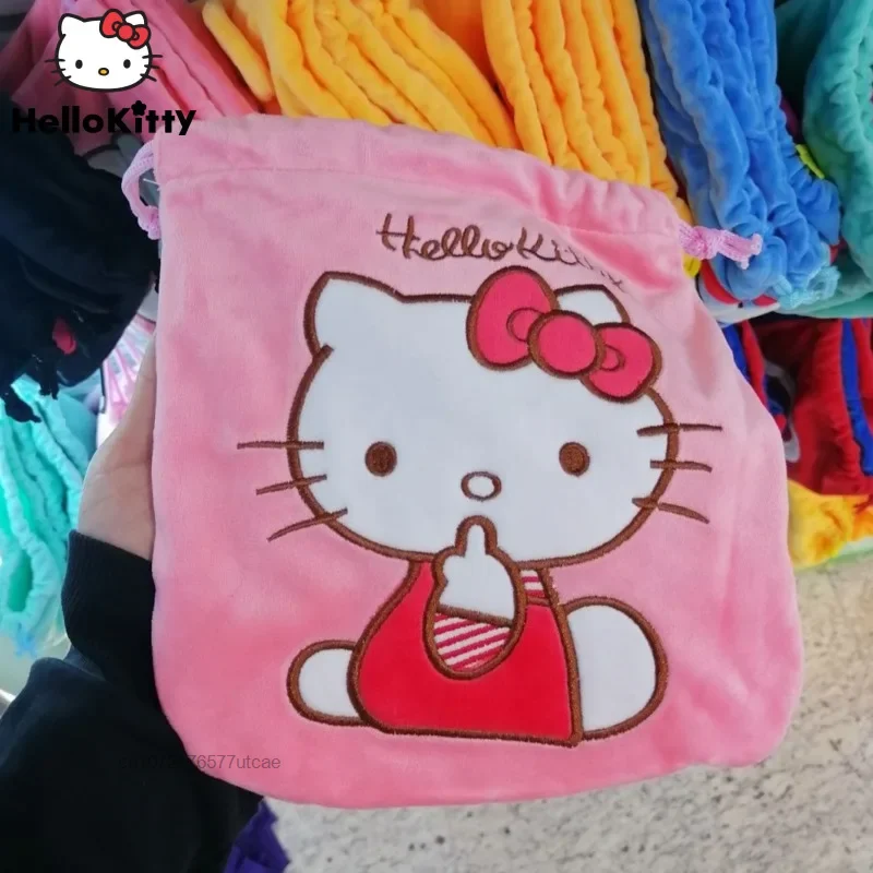 

Sanrio, Hello Kitty милые кошельки с вышивкой из мультфильма на завязках женские розовые милые разнообразные сумки портативные карманы