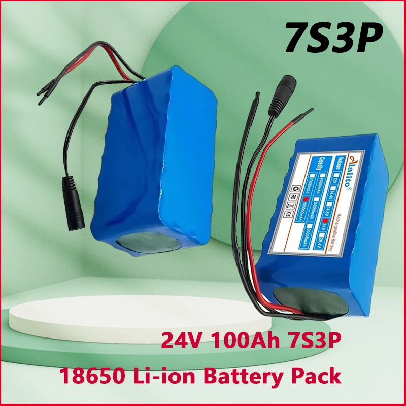 NEW 24V 100000mAh 7S3P 18650 new rechargeable 24V suitable for wheelchair battery bicycle battery pack