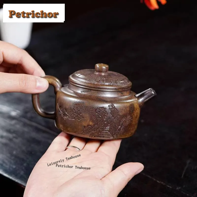 200ml Creative Yixing Purple Clay Teapot Handmade De Zhong Pot Raw Ore Wood-fired Porcelain Mud Kettle With Infuser Zisha Teaset