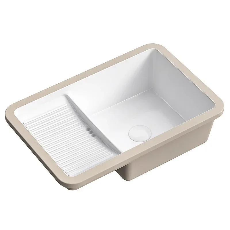 

Laundry with washboard Household ceramic washing machine Balcony sink Deepened Single basin