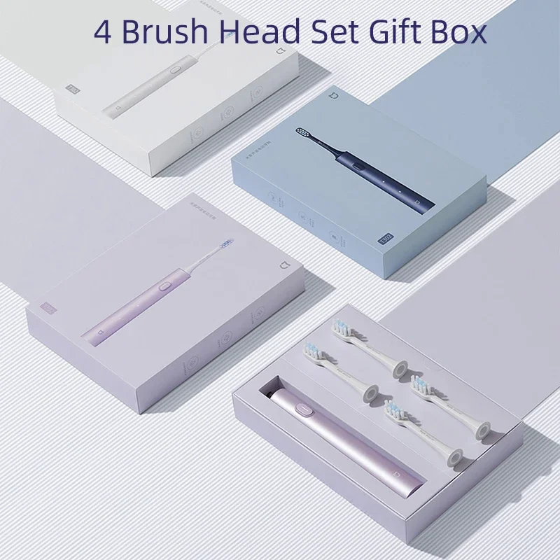 XIAOMI MIJIA Electric Toothbrush Gift Set T302 Sonic Teeth Whitening Brush Kit 4 Brush Heads Waterproof Electronic Tooth Brush