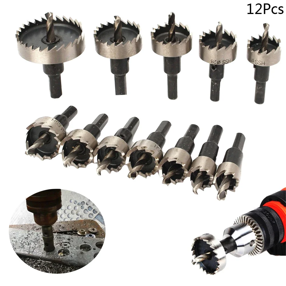 New 12PC Hole Saw Tooth Kit HSS Steel holesaw Drill Bit Set Cutter Tool For Wood Metal Wood Alloy 15-50MM