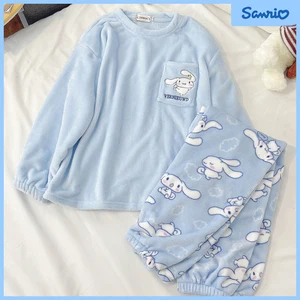 Sanrio Anime Cinnamoroll Pijama Anime para Meninas, Kawaii, Kuromi, Minha Melodia, Pulôver De Flanela, Veludo Coral, Homewear Quente, Presentes De Inverno 12 principais vendas moletons de animes - №1
