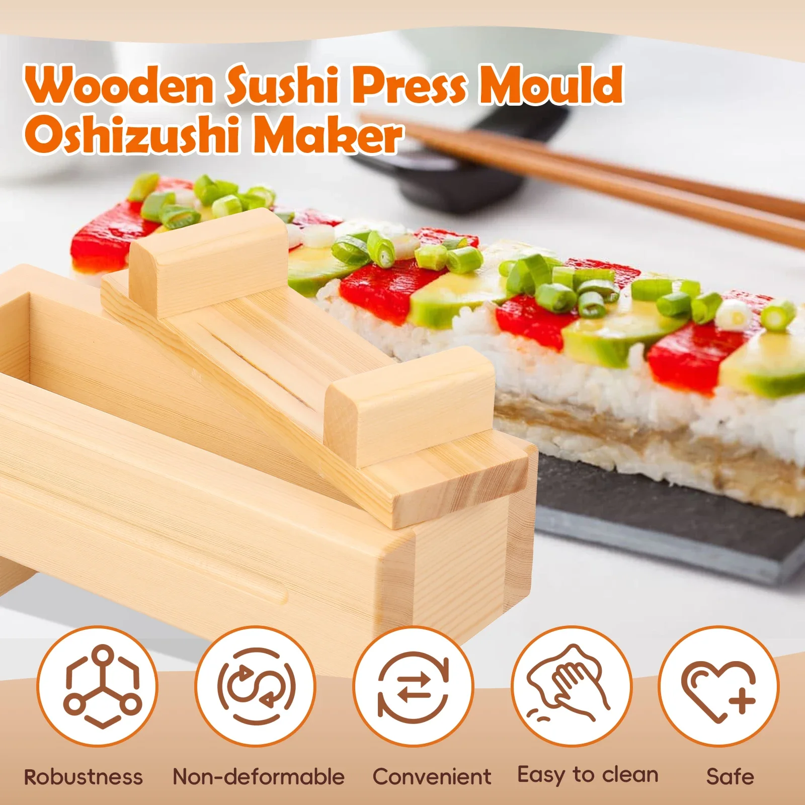 Hot Sushi Press Mold Wooden Rectangular Nigiri Rice Box Sushi Rice Roll Maker Kitchen Gadget Home Restaurant Kichen Tool