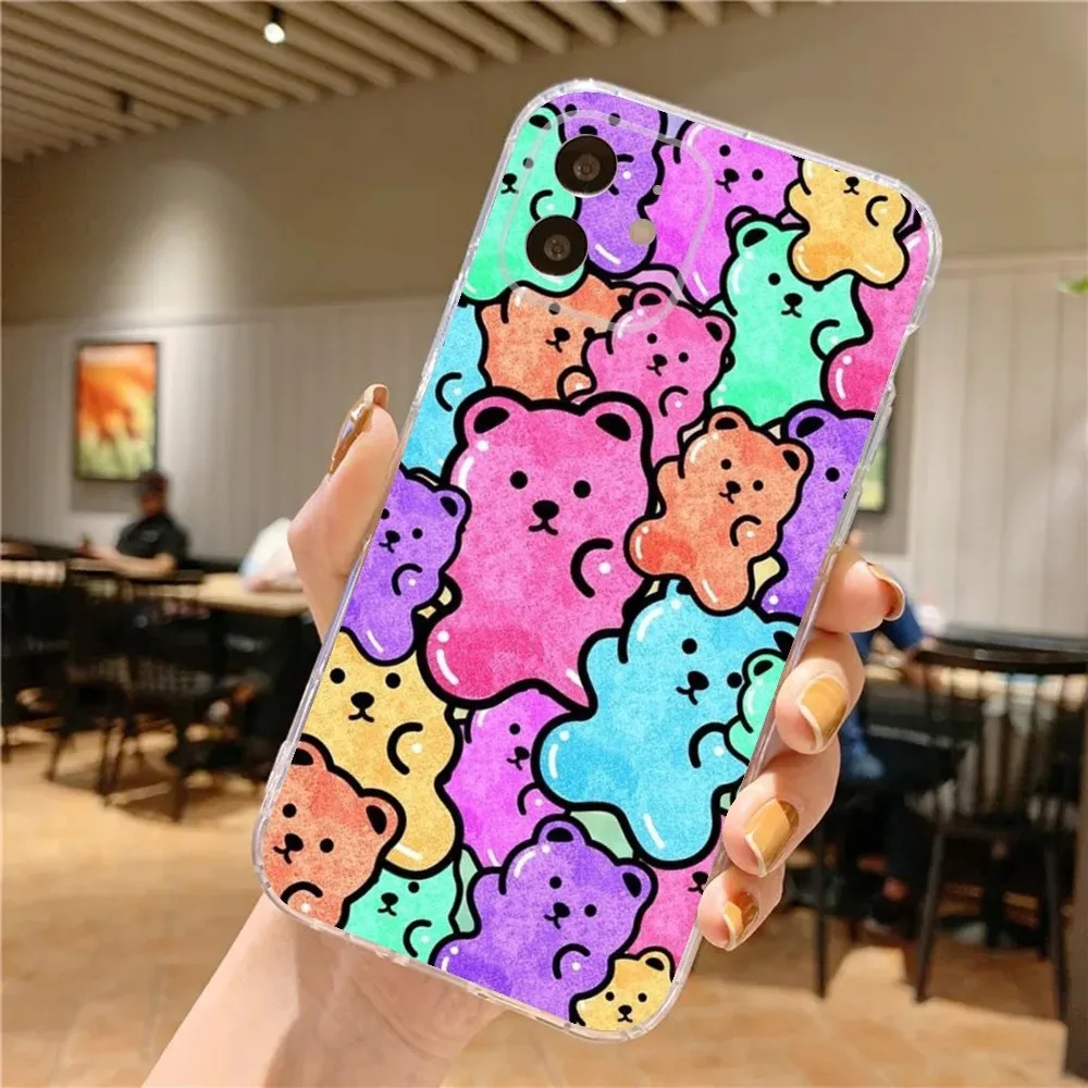 Cute G-Gummy Bear Phone Case For iPhone 15,14,13,12,11 Plus,Pro,Max,XR,XS,X,7,8 Plus,SE,Mini Transparent Silicone Soft