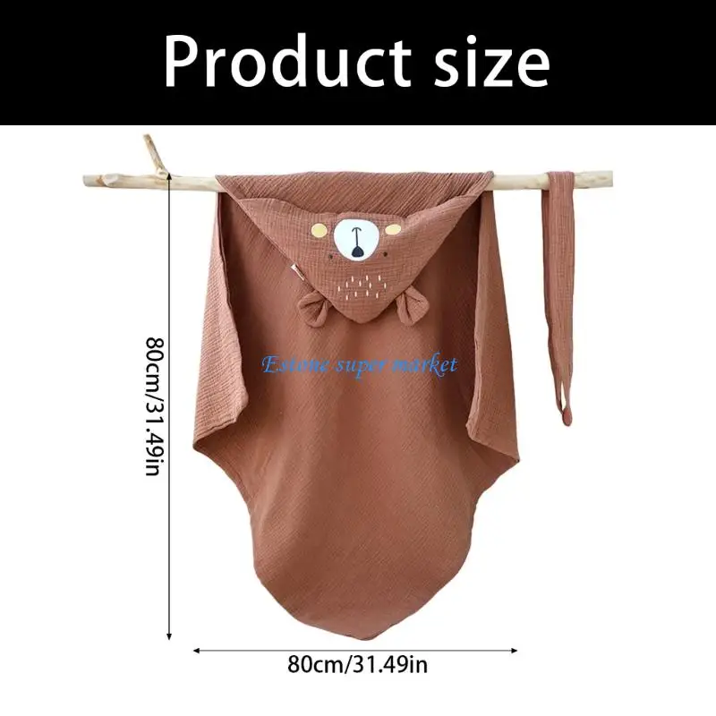 090B Miękki bawełniany kocyk do otulania noworodka Uniwersalny ręcznik do owijania dziecka Okrycie na prezent