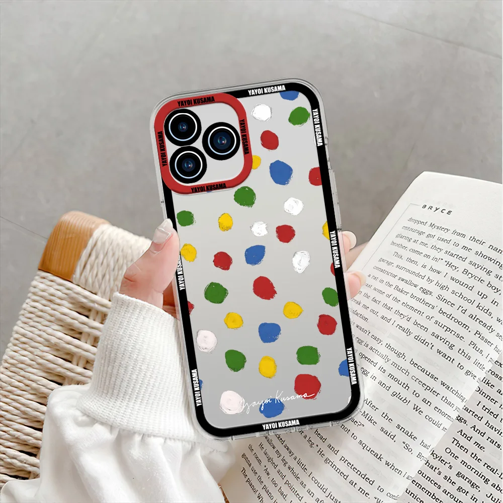 Y-Yayoi K-Kusama A-Art Phone Case for iPhone 12 11 13 14 15 16 Max Pro Plus Transparent Bezel Shell