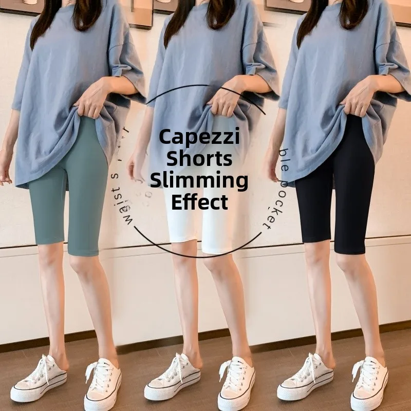 

Modal Slim Fit Five-Quarter Pants Women Summer Thin Sporty Casual Leggings Elastic Anti-Light Shorts Sticky Fiber 95% Polyure...