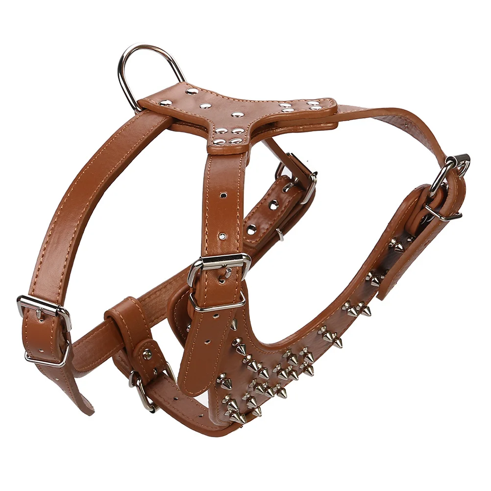 

Adjustable Pet Harness For Walking Soft Pu Dog Vest With Metal Studs Wear-Resistant Portable Puppy Harness For Small Large