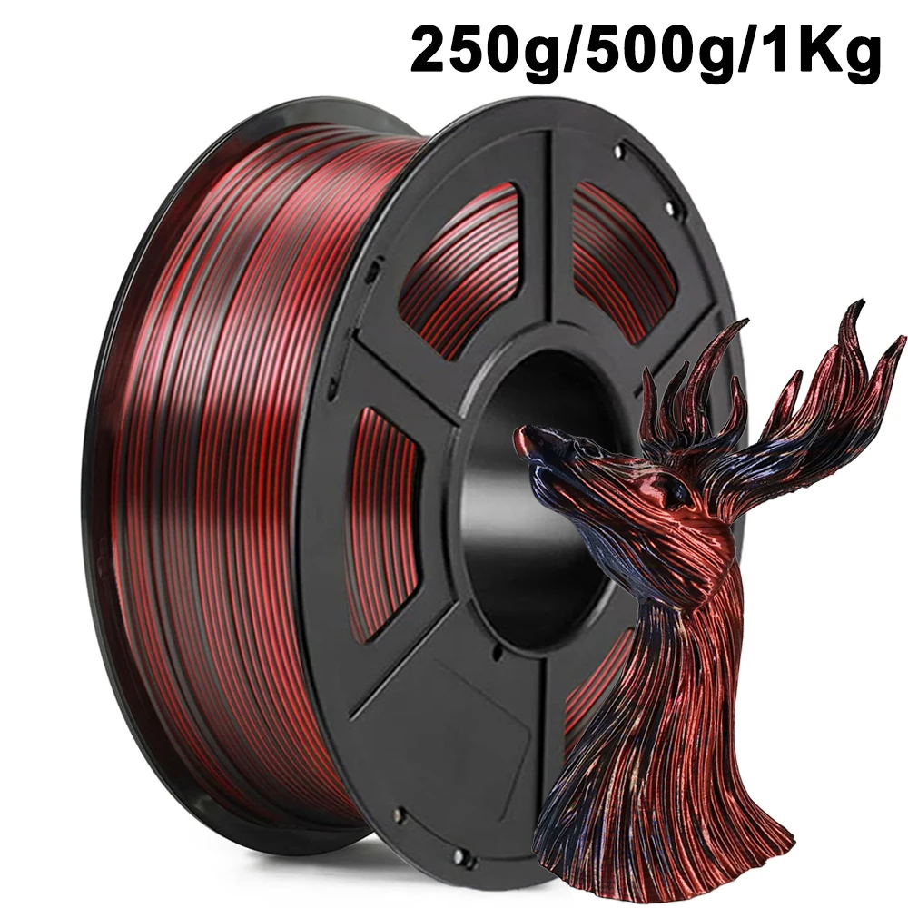 

Two Color PLA Silk Black red 3D Printer Filament 250g 500g 1Kg 1.75mm Dual Color 3D Printing Material silk pla red black