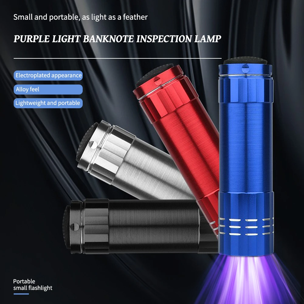 9/12 LED UV Flashlight Portable Pet Urine Stain Money Detection Torch Blacklight Emergency Waterproof Ultraviolet Flashlight image 2
