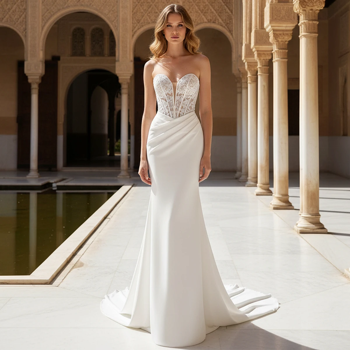 

Elegant Lace Mermaid Long Wedding Dress With Train Vestidos Novia Off Shoulder Appliques Bridal Party Gown For Bride