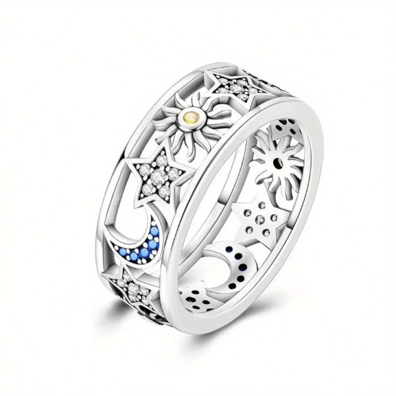 Fashion Star Moon Sun Ring Women Romantic Wedding Engagement Elegant Ladies Temperament Jewelry Accessories Anniversary Gift