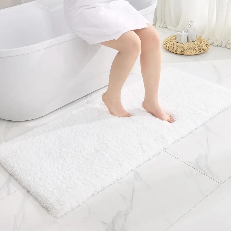 

Bathroom Rugs 24x48 Non Slip Fluffy Bath Mat for Bathroom Floor Washable Plush Luxury Bath Rug for Tub Soft Shaggy Absorbent Sho