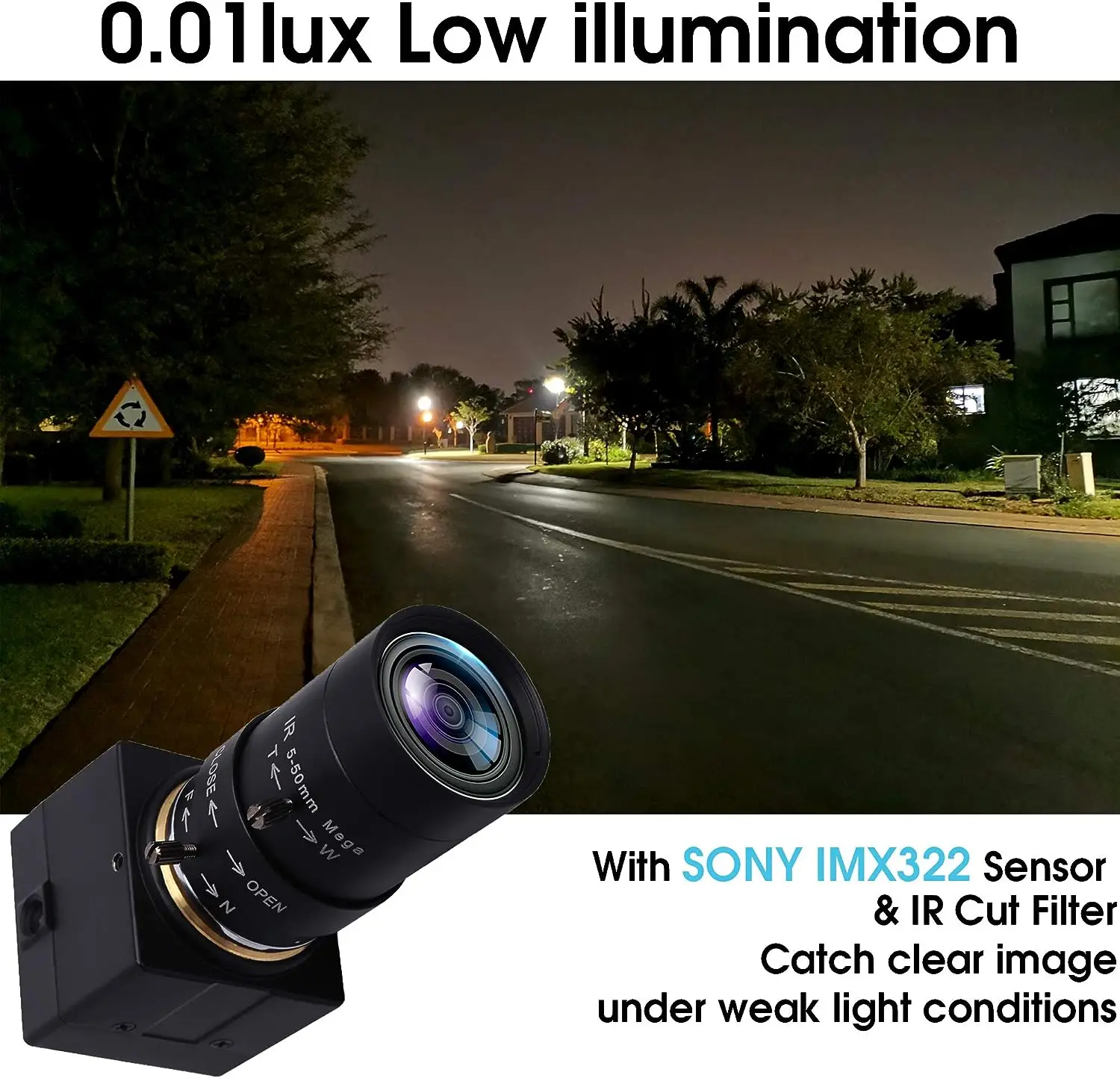 ELP 5-50mm Varifocal Lens 1080P USB Camera with H.264 High Definition Sony IMX323 Webcam for Android Linux Windows Industrial PC