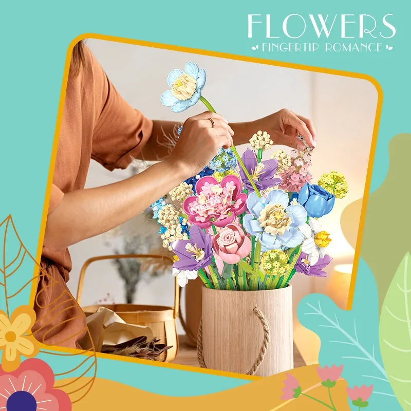 تشكيلة زهور اللافندر اليد عقد الطوب عباد الشمس زهرة باقة الزهور الأبدية اللبنات مجموعة هدية عيد الحب