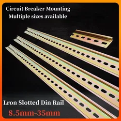 1 Pcs 10mm-35mm Iron Slotted Din Rail For Circuit Breaker Mounting C45 Guide Rail Terminal Connector Installation Track 0.9mm