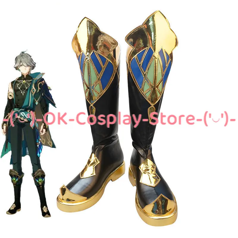 Spiel Genshin Impact Alhaitham Cosplay Schuhe Pu Lederschuhe Halloween Karneval Stiefel Cosplay Requisiten nach Maß