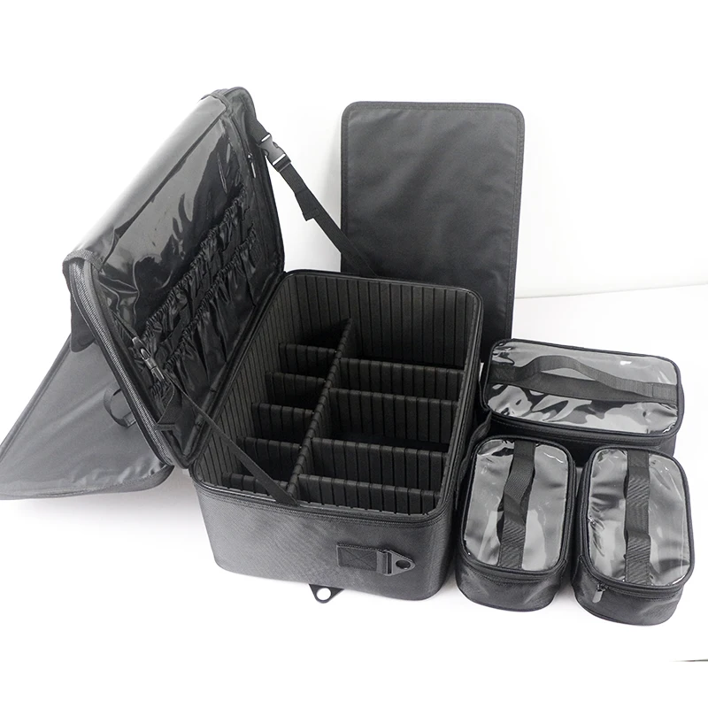 

Новый косметический органайзер с плечевым ремнем, регулируемые разделители, ящик для хранения инструментов для макияжа, водонепроницаемый большой дорожный косметичка
