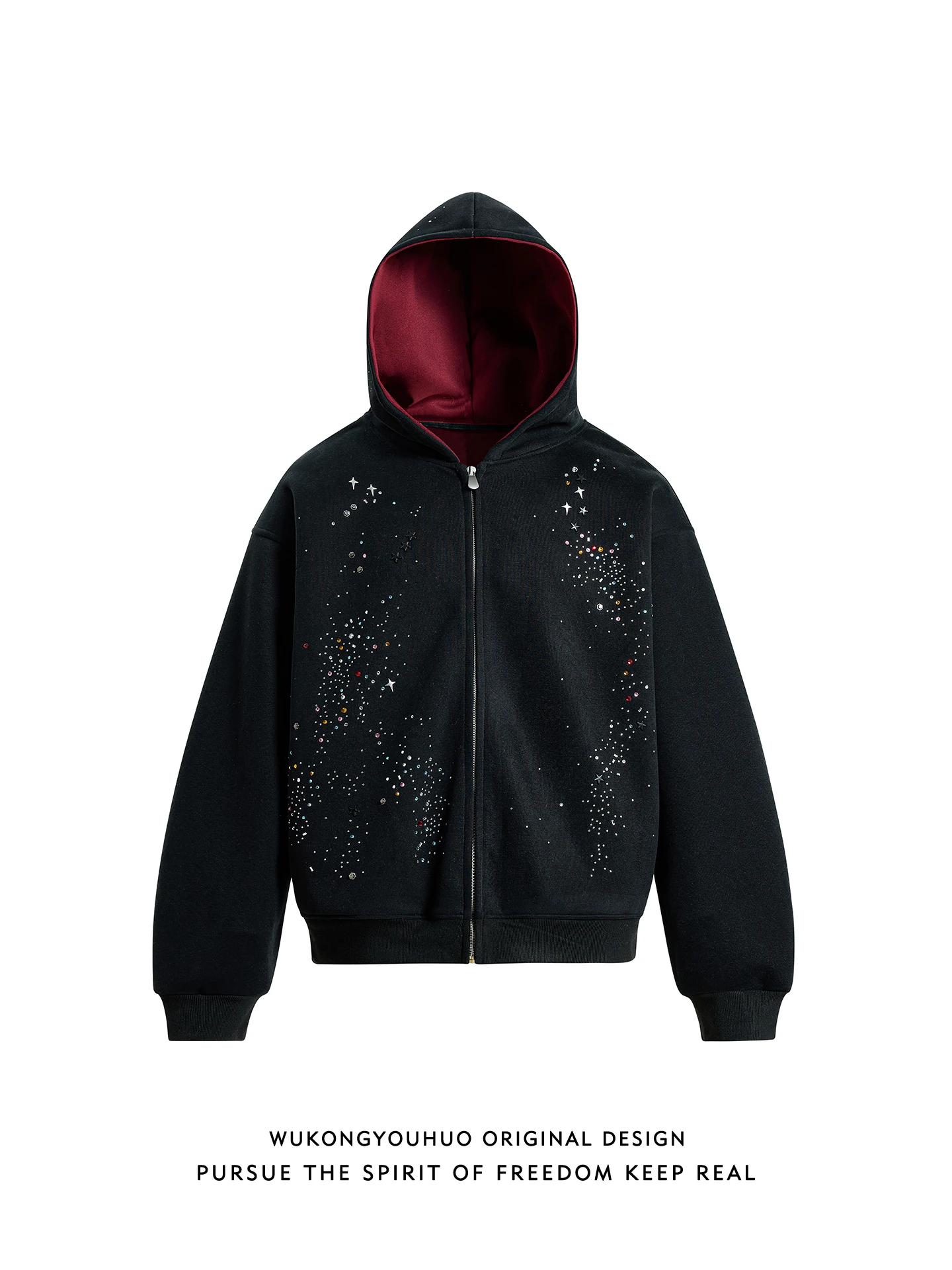 

American Sle Trendy Brand Sweater Coat with Rhinestones Heavyweight Open Cardigan Hoodie ex Spring Loose ort Outerwear