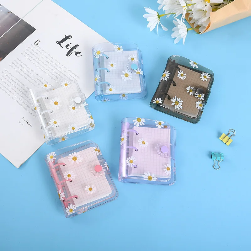 Mini 3 HoleTransparent Daisy Binder Note Planner Organizer Notebook Journal Diary Ring Binder Kawaii School Supply student gift