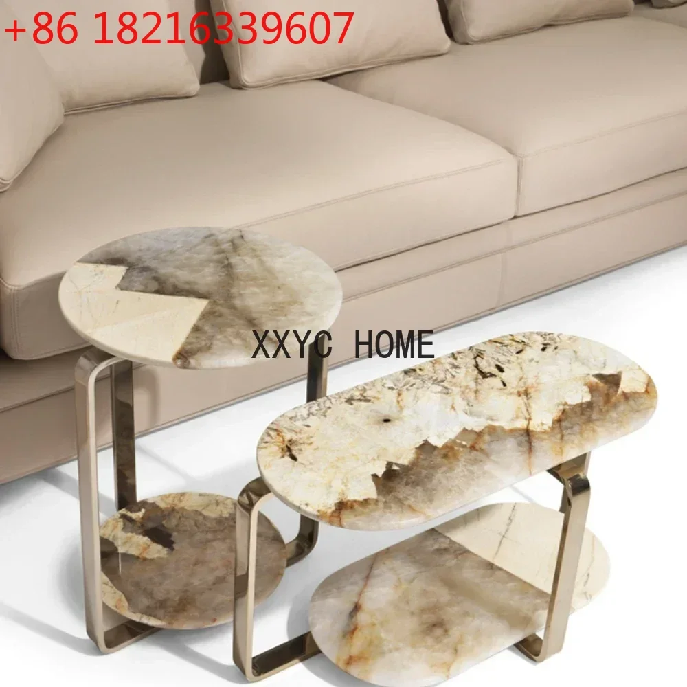 

Приставной столик TAO в стиле постмодерн из натурального камня, роскошный, для виллы, комбинация с диваном, высококлассный