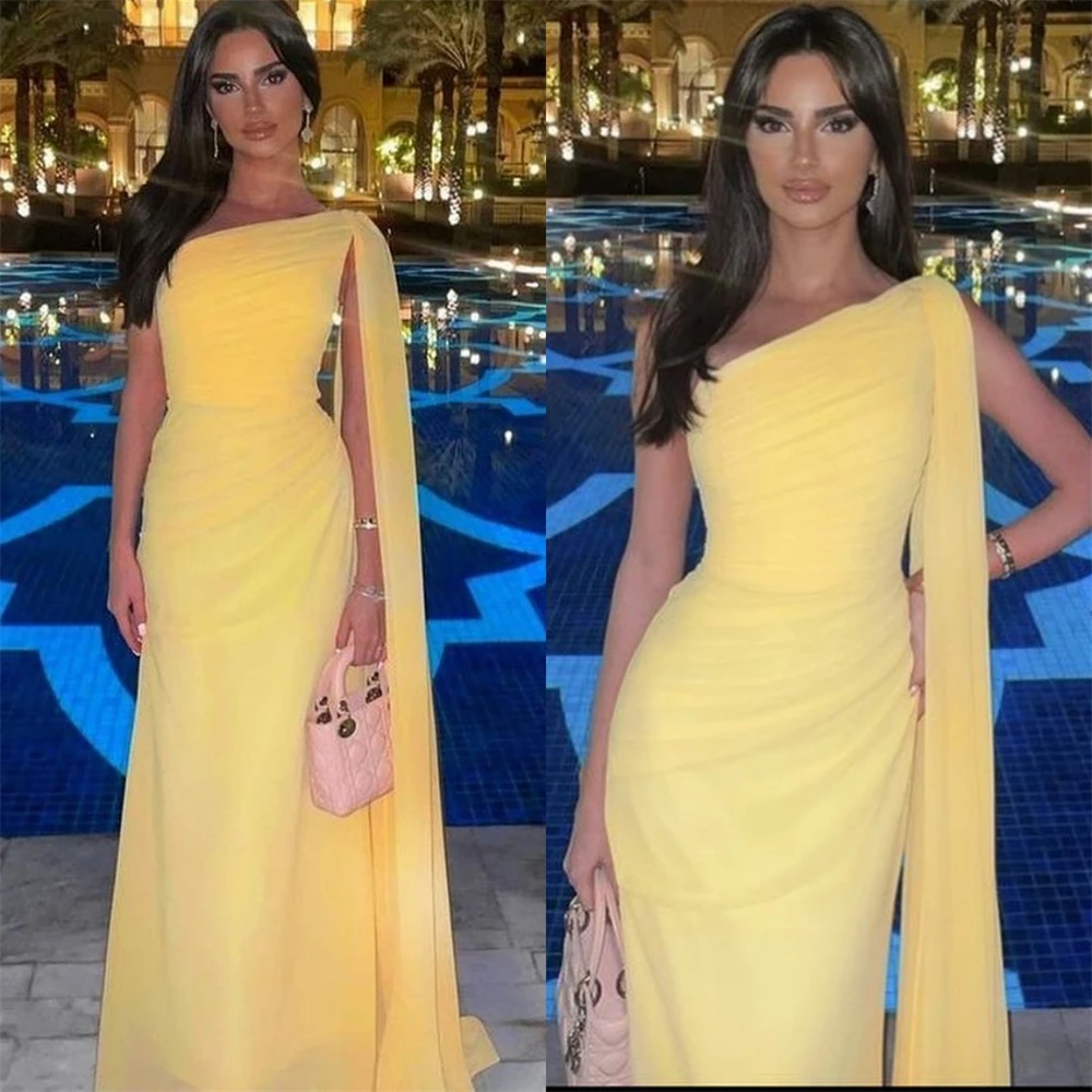 Customized Fashion One-shoulder Sheath Cocktail Fold Draped SOccasion Evening Gown vestidos para eventos especiales