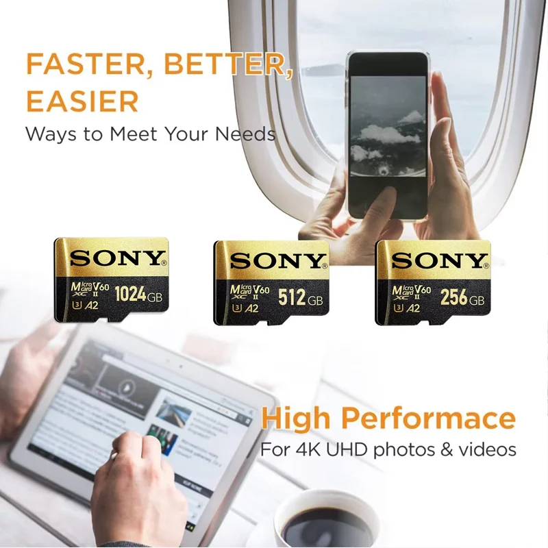 Kartu SD Mini SONY 2TB Class10 A2 U3 Kartu Flash TF 1TB untuk Speaker PC Ponsel Pintar HD Kartu Micro SD Kecepatan Tinggi untuk Nintendo Switch