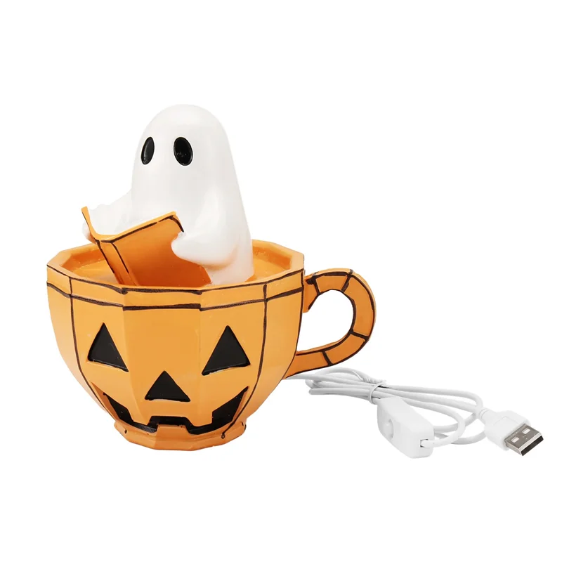 

Светодиодный ночник с призраком на Хэллоуин, светильник на настроение на батарейках для Хэллоуина, тематическая акцентная лампа с призрачной ванной