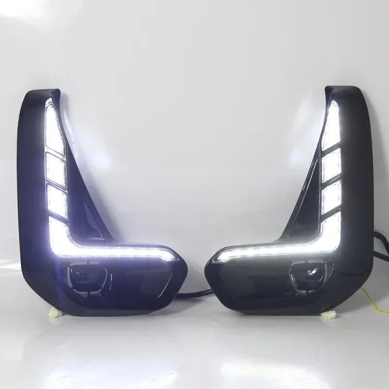 سيارة LED DRL 12 فولت أضواء النهار لتويوتا هايلكس ريفو ريكو 2020 2021 الأصفر بدوره إشارة النهار تشغيل المصابيح الأمامية مصباح قيادة السيارات #3