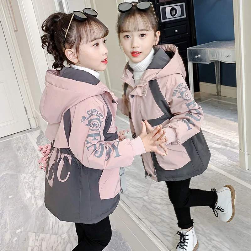 

Girls Fur Coat Jacket Cotton Outwear Overcoat 2022 Sport Warm Thicken Plus Velvet Winter Autumn School Gift Children's Clothing