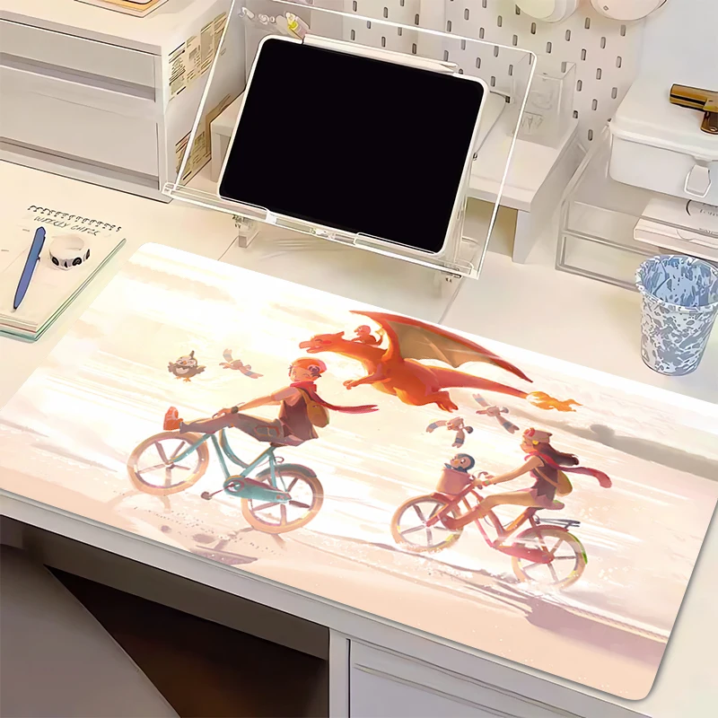 

Large Natural Rubber Mouse Pad Pokemon Carpet Laptop Pc Gamer Keyboard Mat Mousepad E-sports Players Edge White Tassel Table Mat